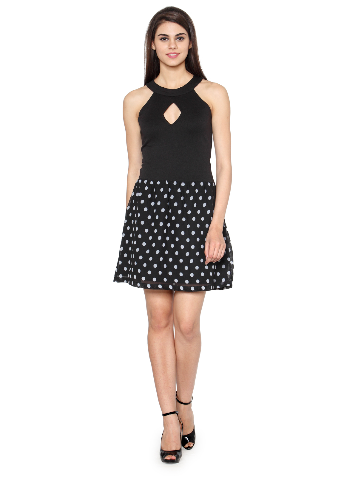 POLKA DOTS CHOKER MINI DRESS
